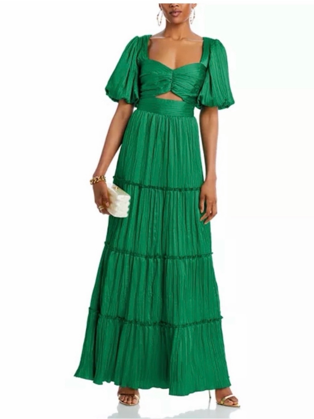 AQUA Pleated Cutout A Line Dress - Exclusive - SIZE 12